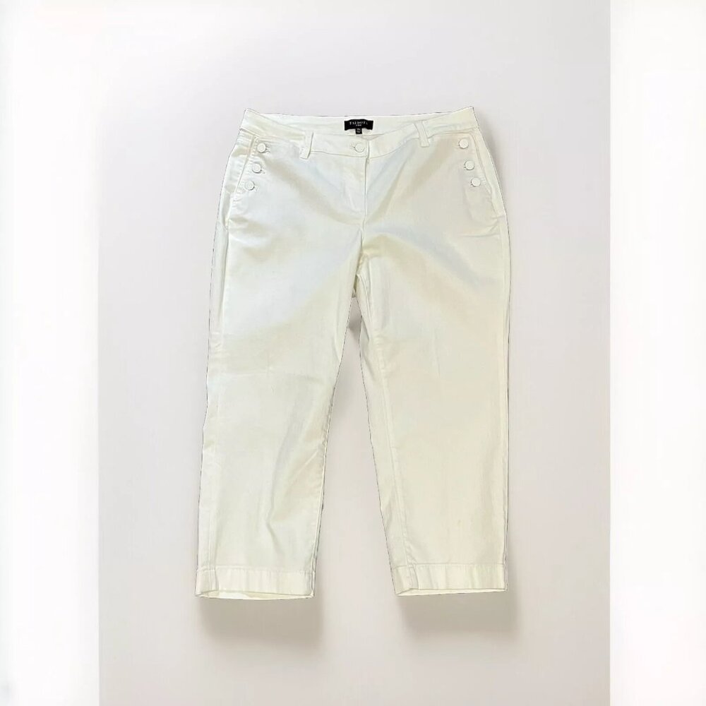 Womens Jeans-TALBOTS-FLAWLESS-off-white stretch denim "Slim Ankle Curvy"-14W